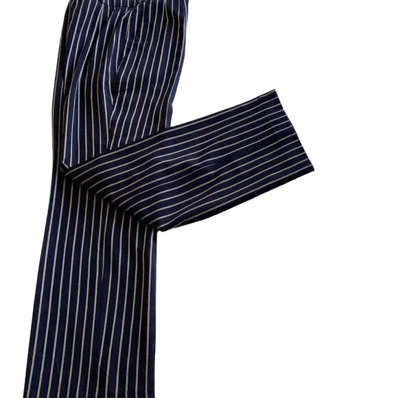 BASLER Vintage Navy Pinstripe Wide Leg Pant Size 40 - Picture 2 of 6